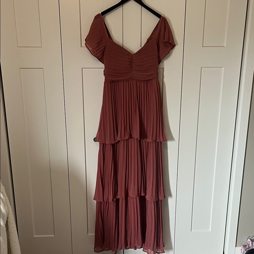 Lulu's Dusty Rose Tiered Maxi Dress